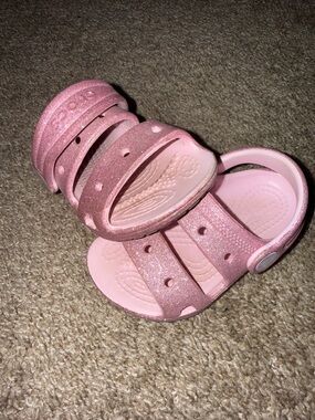 CROCS Kids Sparkle Pink Strappy Sandals